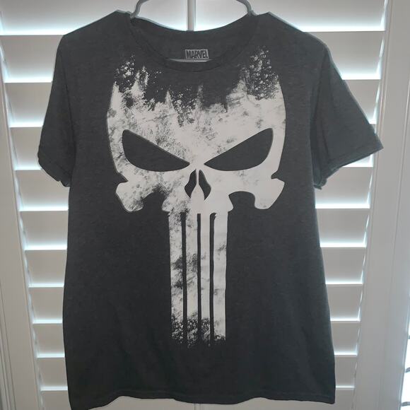 Marvel Other - The Punisher Skull Logo Symbol White Skeleton l Gray Marvel T-Shirt